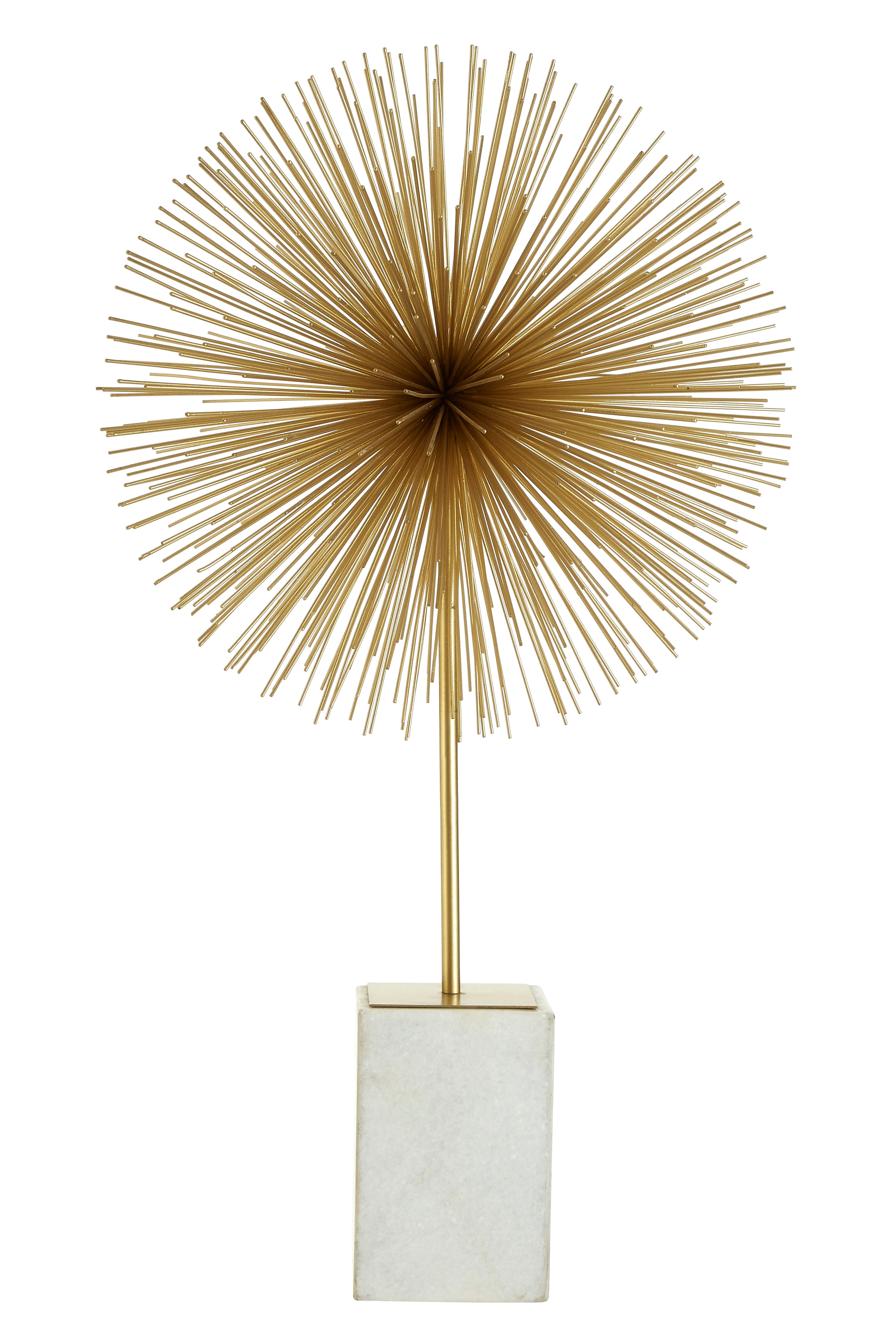 Cleo Gold Finish Starburst Sculpture on White Marble Base